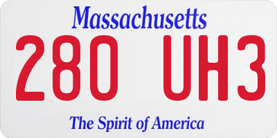 MA license plate 280UH3