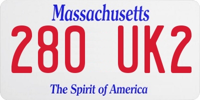 MA license plate 280UK2