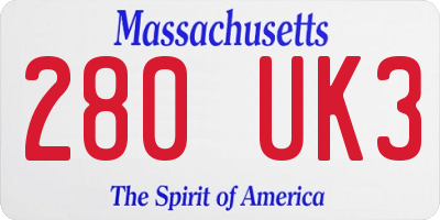 MA license plate 280UK3