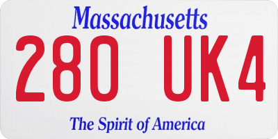 MA license plate 280UK4