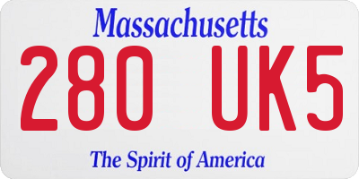 MA license plate 280UK5