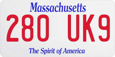 MA license plate 280UK9