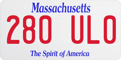 MA license plate 280UL0