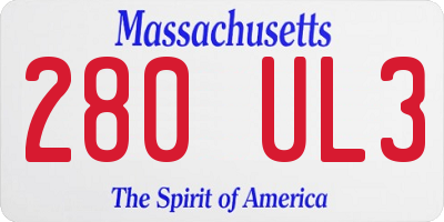 MA license plate 280UL3
