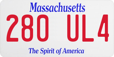 MA license plate 280UL4