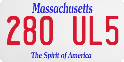 MA license plate 280UL5