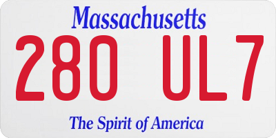 MA license plate 280UL7