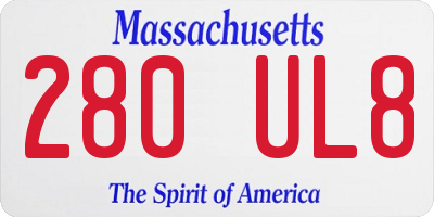 MA license plate 280UL8