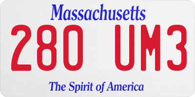 MA license plate 280UM3