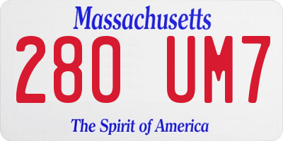 MA license plate 280UM7