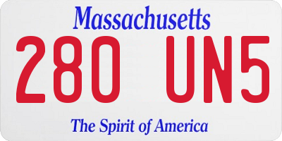 MA license plate 280UN5