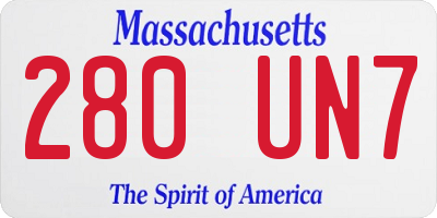 MA license plate 280UN7