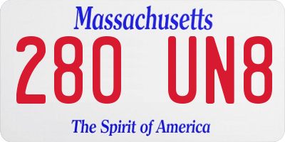 MA license plate 280UN8