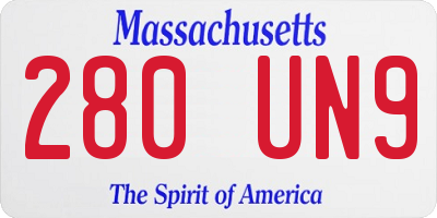 MA license plate 280UN9
