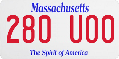 MA license plate 280UO0