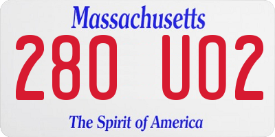 MA license plate 280UO2