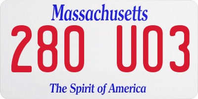MA license plate 280UO3