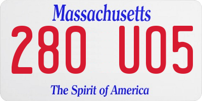 MA license plate 280UO5