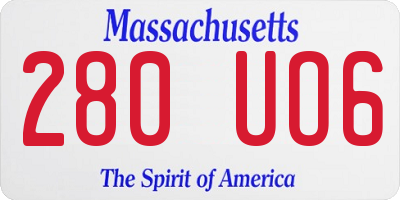 MA license plate 280UO6
