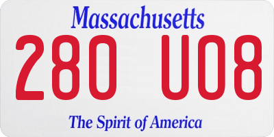 MA license plate 280UO8
