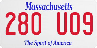 MA license plate 280UO9