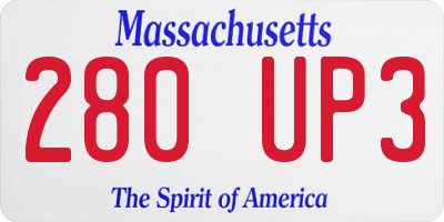 MA license plate 280UP3