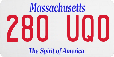 MA license plate 280UQ0
