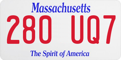 MA license plate 280UQ7