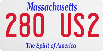 MA license plate 280US2