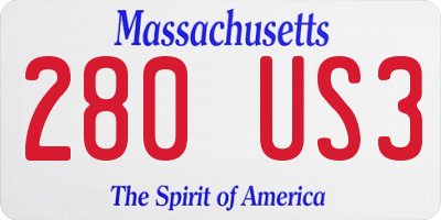 MA license plate 280US3