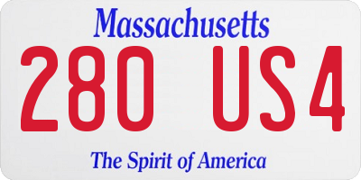 MA license plate 280US4