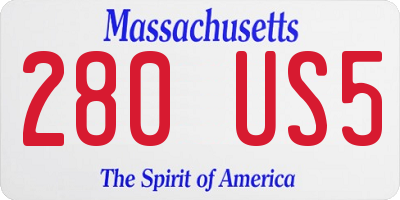 MA license plate 280US5