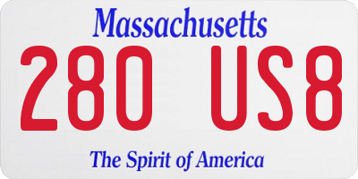 MA license plate 280US8