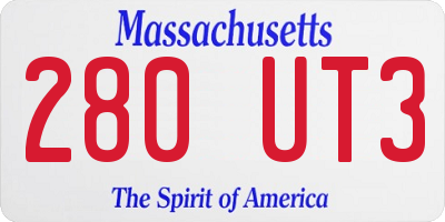MA license plate 280UT3