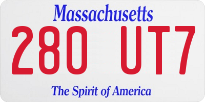 MA license plate 280UT7