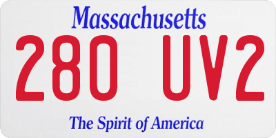 MA license plate 280UV2