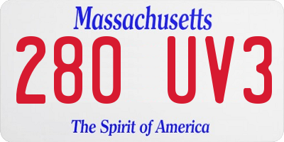 MA license plate 280UV3