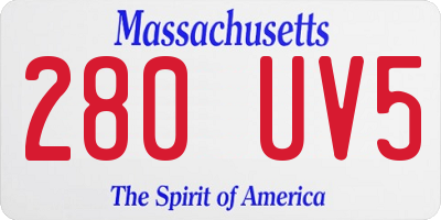 MA license plate 280UV5