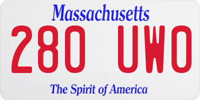 MA license plate 280UW0
