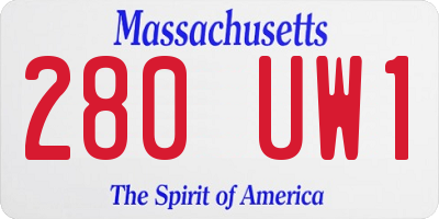 MA license plate 280UW1
