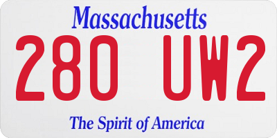 MA license plate 280UW2