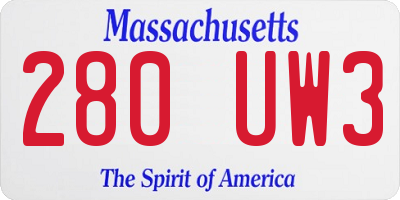 MA license plate 280UW3