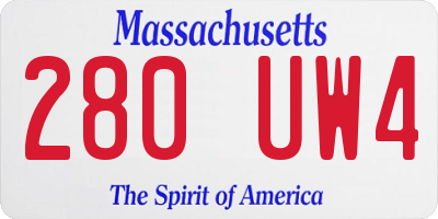 MA license plate 280UW4