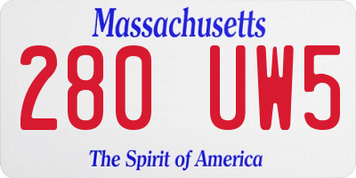 MA license plate 280UW5