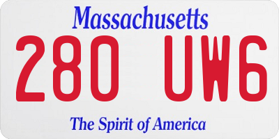 MA license plate 280UW6