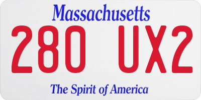 MA license plate 280UX2