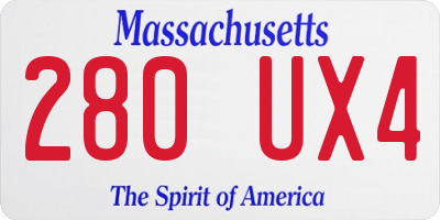 MA license plate 280UX4