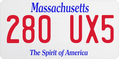 MA license plate 280UX5