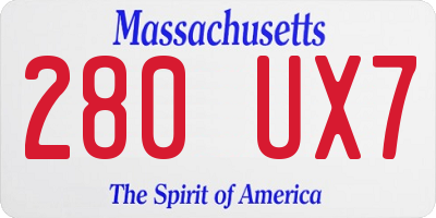 MA license plate 280UX7