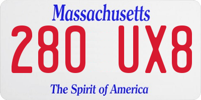 MA license plate 280UX8